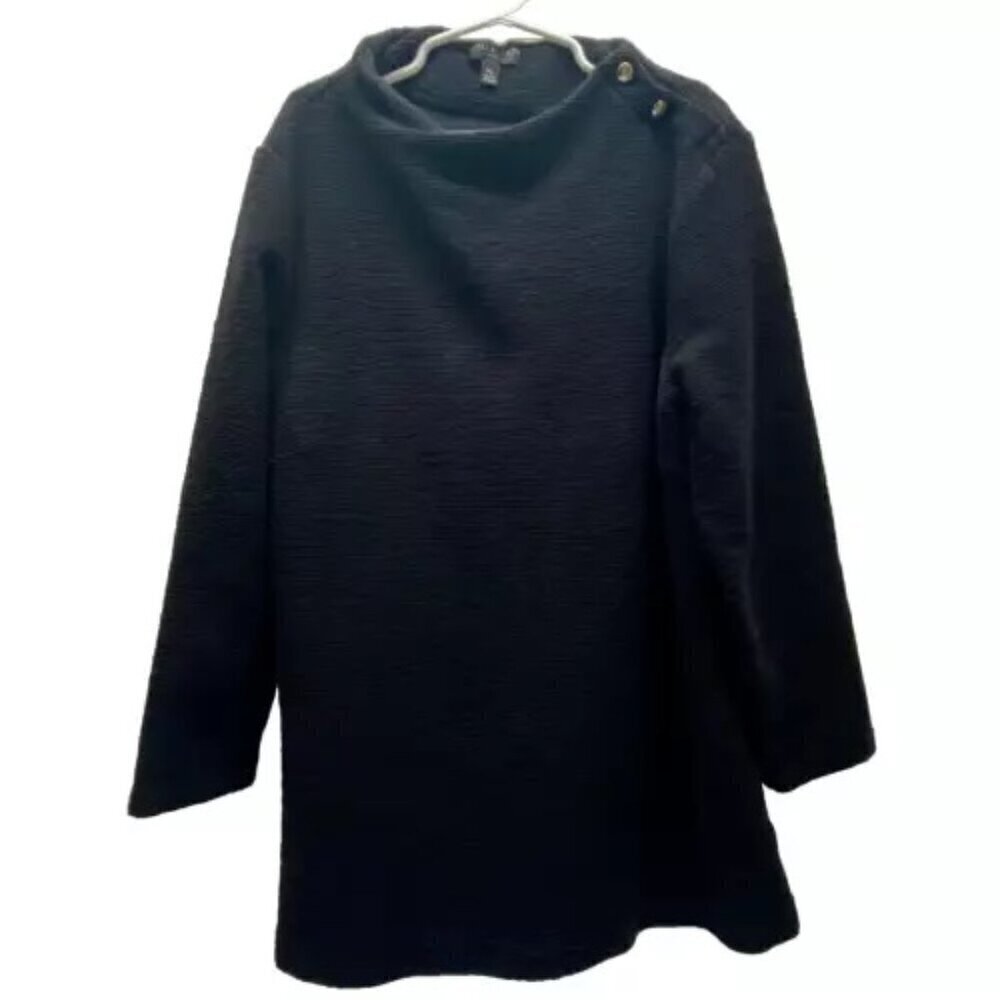 Talbots Ladies Petites Medium PM Black Mock Neck 3/4 Sleeve Sweater GUC